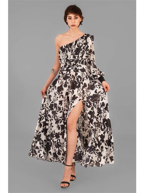 Abito in georgette fantasia Double C | G015-103BIANCO/NERO